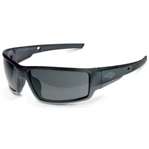 Crossfire Cumulus Safety Glasses Z87, Aluminum Gray Frame, Smoke Curved Hard-Coated Lenses, Bisphenol A (BPA)-Free, Dual-Molded Rubber Temples